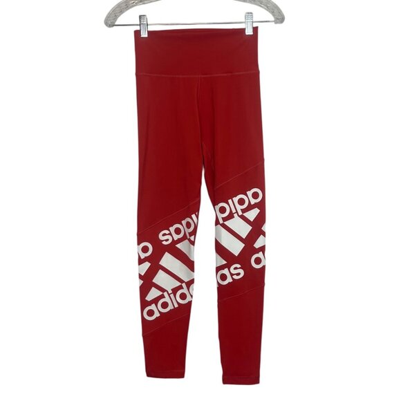 adidas Pants - Adidas High Waisted Logo Leggings Womens Small Red Activewear Workout